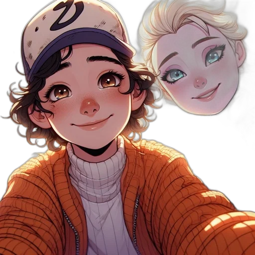 face, hat, jacket, comic book art transparent PNG cut-out