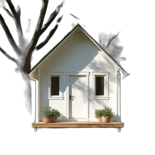 building, furniture, tree, 3d render transparent PNG cut-out
