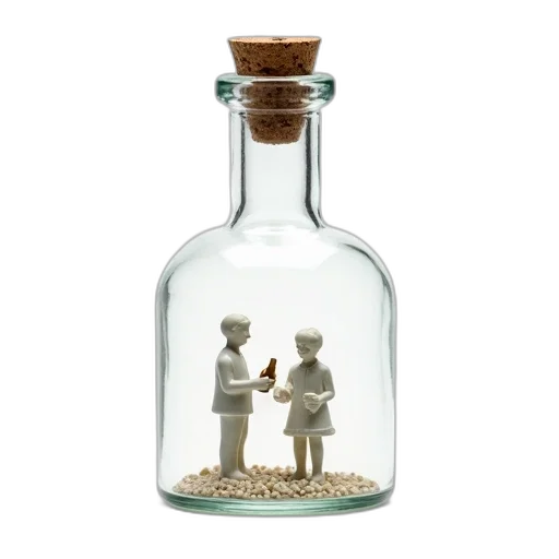 bottle, 3d render, beach, underwater transparent PNG cut-out