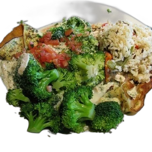 food, photorealistic, plate, broccoli transparent PNG cut-out