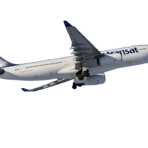 photorealistic, transat, airplane, flying transparent PNG cut-out