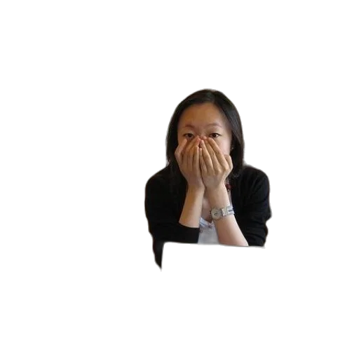 staff, face, woman, sits transparent PNG cut-out