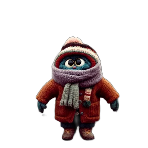 jacket, creature, staff, hat transparent PNG cut-out
