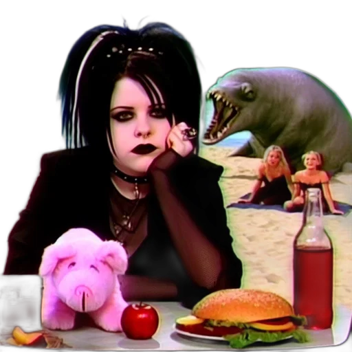 food, creature, vaporwave, concept art transparent PNG cut-out