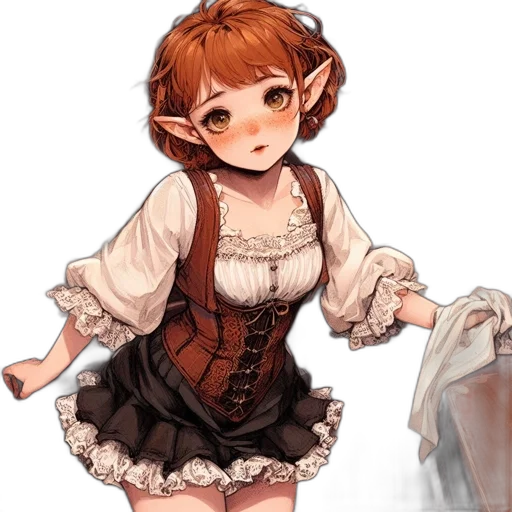 dress, staff, face, creature transparent PNG cut-out