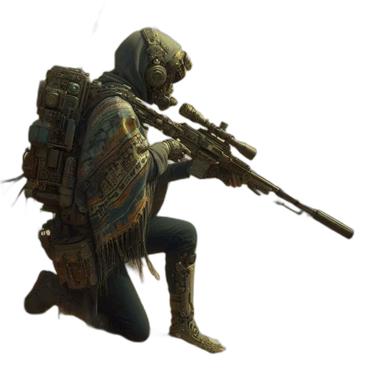 weapon, jacket, robot, staff transparent PNG cut-out