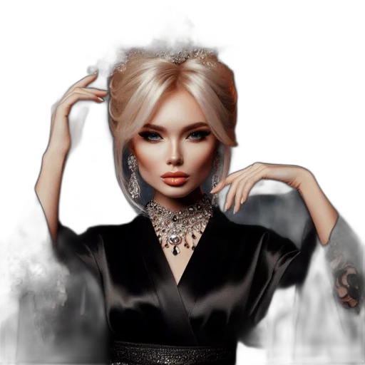 jewelry, dress, face, fantasy art transparent PNG cut-out