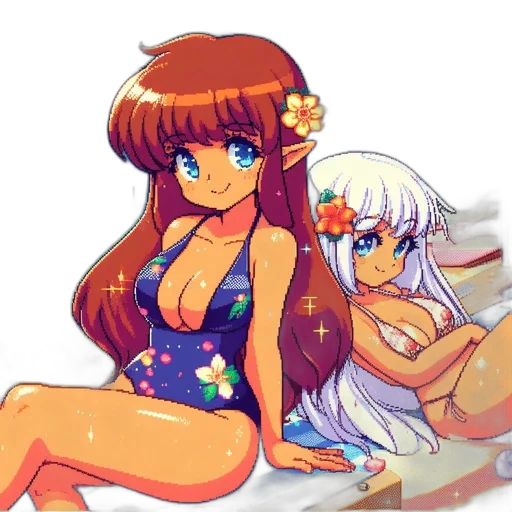 pixel art, anime, vaporwave, cartoon transparent PNG cut-out