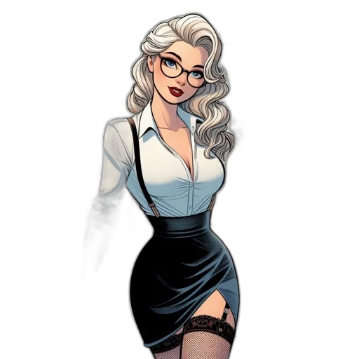 dress, staff, comic book art, cartoon transparent PNG cut-out