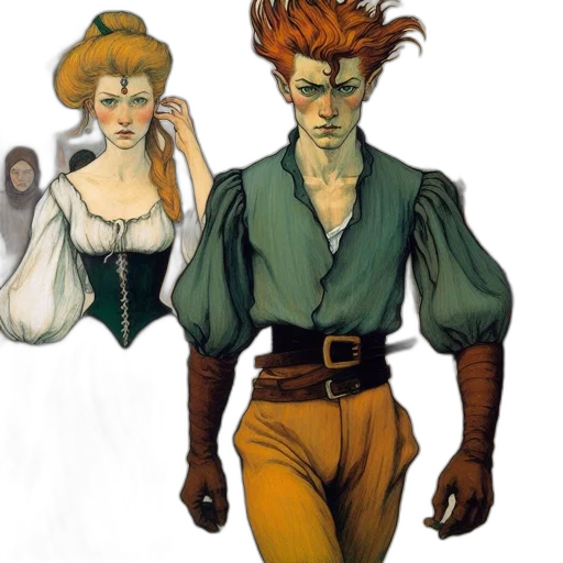 concept art, comic book art, fantasy art, watercolor transparent PNG cut-out