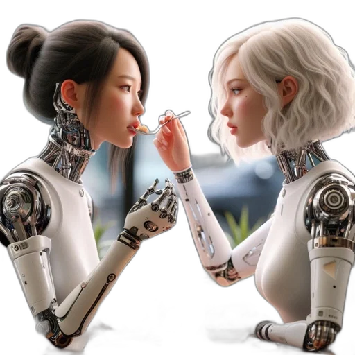robot, concept art, 3d render, cyberpunk transparent PNG cut-out