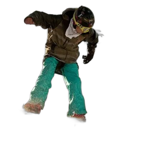 jacket, green, snowboarder, action transparent PNG cut-out