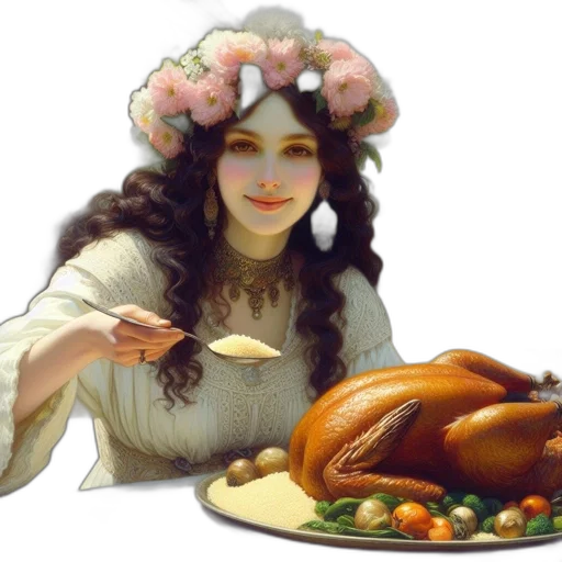 food, photorealistic, 3d render, woman transparent PNG cut-out