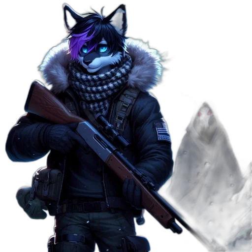 jacket, weapon, mask, staff transparent PNG cut-out