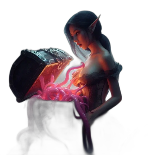 dragon, mask, creature, staff transparent PNG cut-out