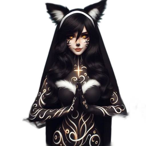 dress, mask, staff, fantasy art transparent PNG cut-out