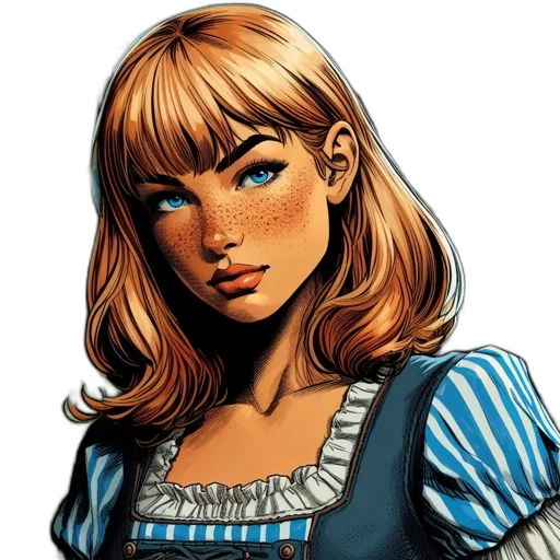 dress, face, comic book art, fantasy art transparent PNG cut-out
