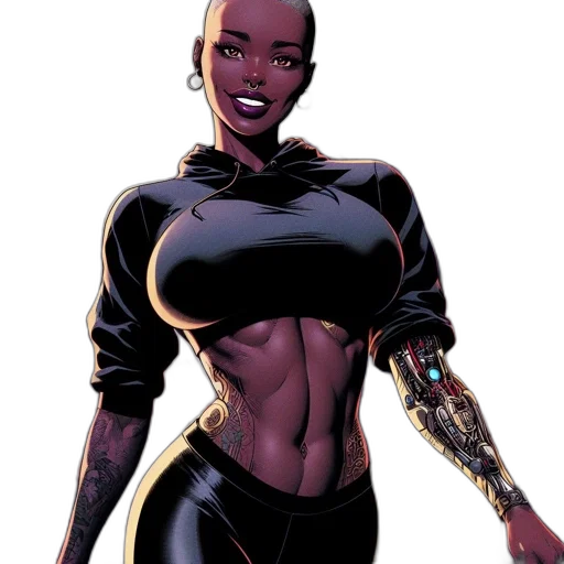 comic book art, concept art, cyberpunk, cartoon transparent PNG cut-out