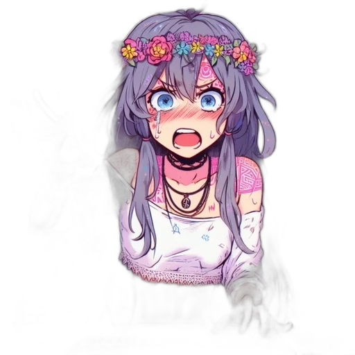 dress, flower, face, creature transparent PNG cut-out