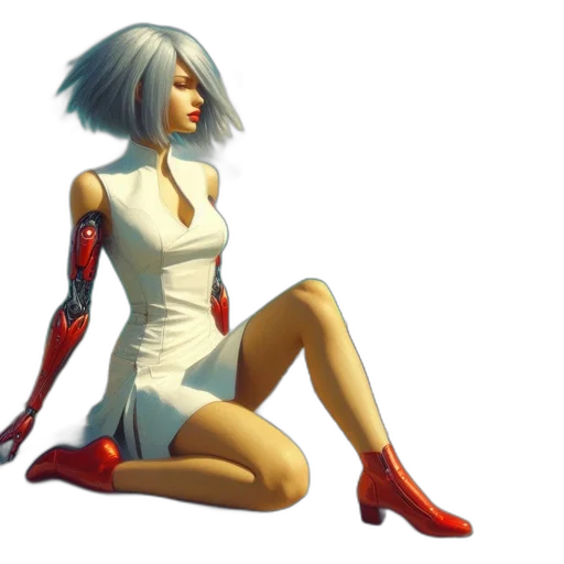 dress, robot, concept art, 3d render transparent PNG cut-out