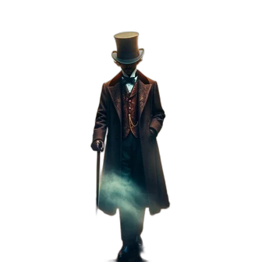 jacket, staff, hat, robot transparent PNG cut-out