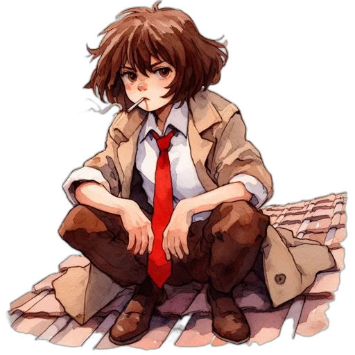 jacket, staff, face, creature transparent PNG cut-out