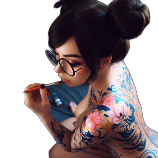 dress, face, flower, dragon transparent PNG cut-out