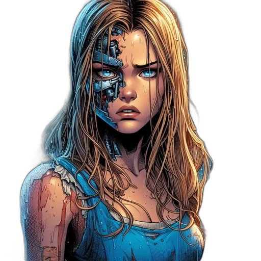 face, comic book art, concept art, cyberpunk transparent PNG cut-out