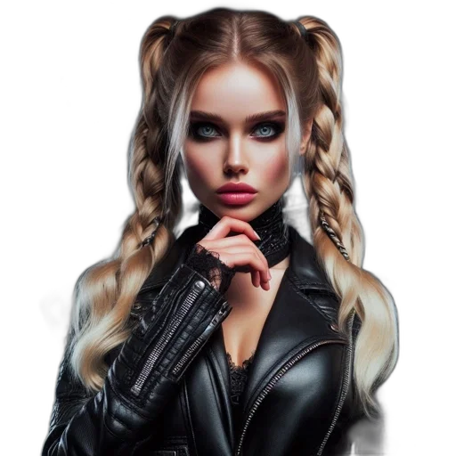 weapon, jacket, hair, photorealistic transparent PNG cut-out