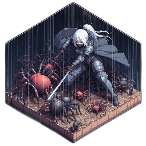 robot, weapon, creature, pixel art transparent PNG cut-out