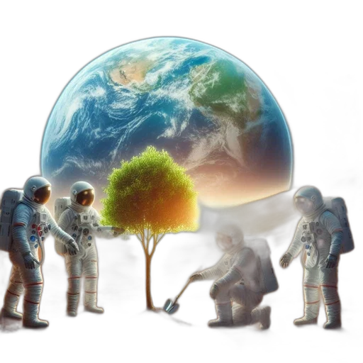 concept art, outer space, mars, astronauts transparent PNG cut-out
