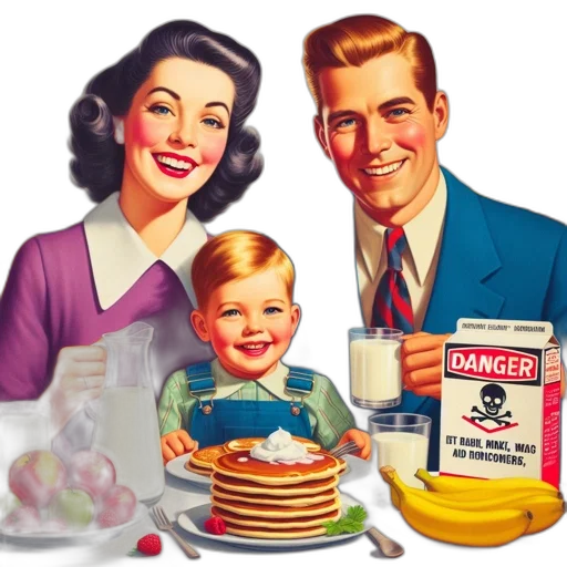 food, 1950s-style, family, enjoys transparent PNG cut-out