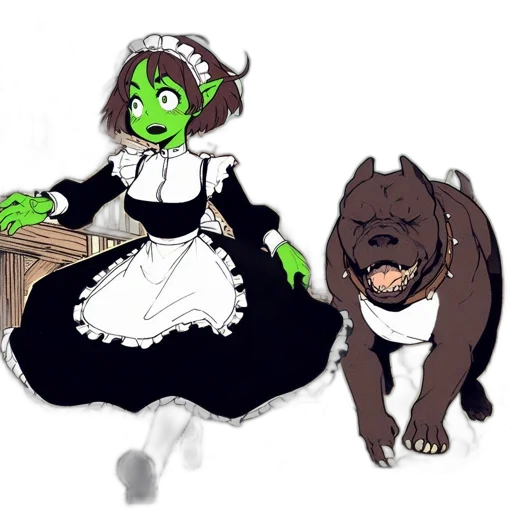 dress, creature, staff, animal transparent PNG cut-out