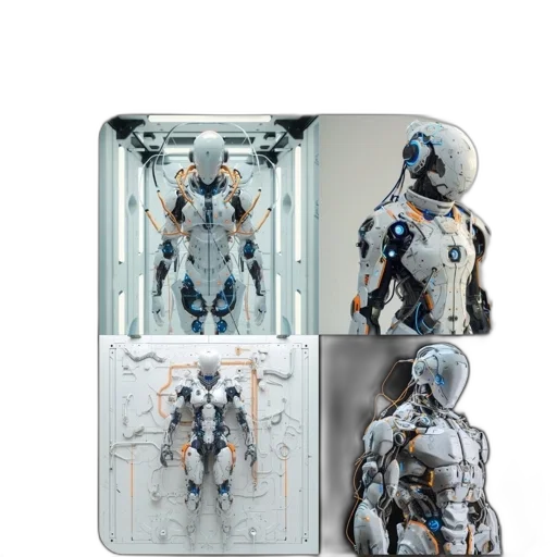 robot, concept art, 3d render, cyberpunk transparent PNG cut-out