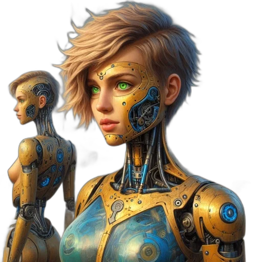 robot, face, concept art, cyberpunk transparent PNG cut-out