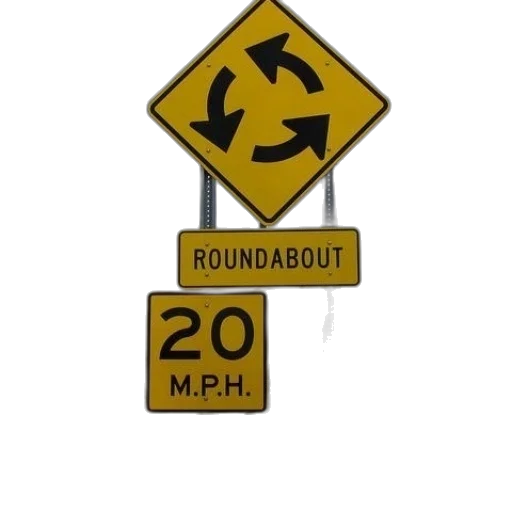 car, roundabout, sign, speed transparent PNG cut-out