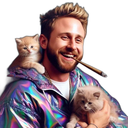 jacket, animal, vaporwave, pixel art transparent PNG cut-out