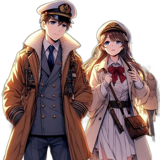 jacket, staff, hat, weapon transparent PNG cut-out