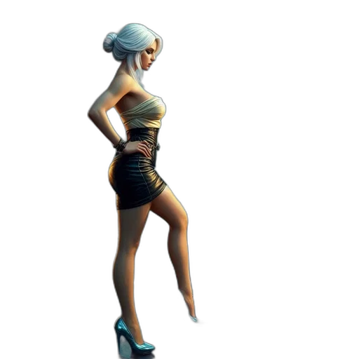 dress, hat, staff, robot transparent PNG cut-out