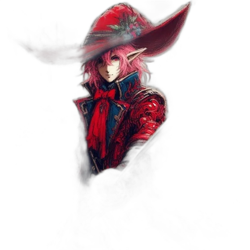 hat, jacket, staff, weapon transparent PNG cut-out