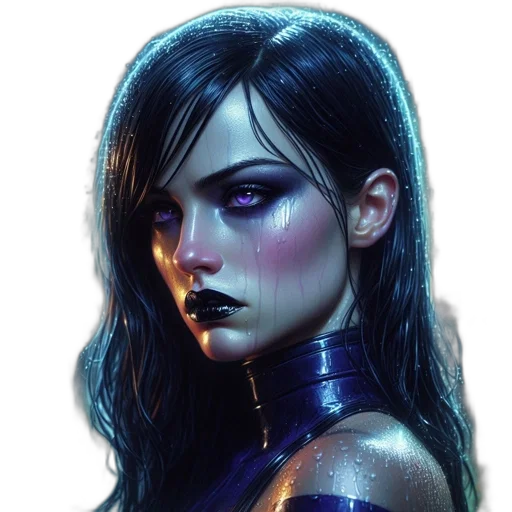 face, cyberpunk, fantasy art, comic book art transparent PNG cut-out