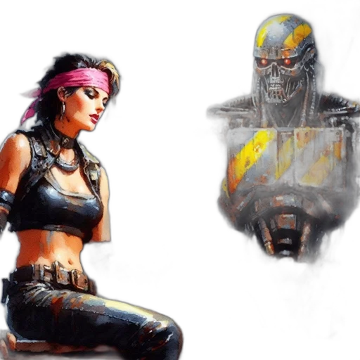 concept art, comic book art, cyberpunk, fantasy art transparent PNG cut-out