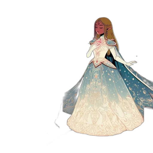 dress, crown, concept art, 3d render transparent PNG cut-out