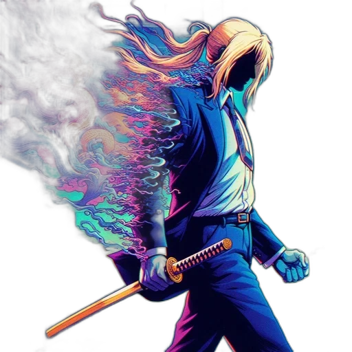 jacket, mask, sword, weapon transparent PNG cut-out