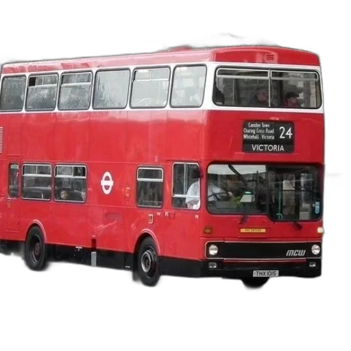 3d render, photorealistic, red, double-decker transparent PNG cut-out