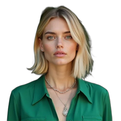 jewelry, face, jacket, hair transparent PNG cut-out