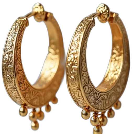 jewelry, pair, gold, hoop transparent PNG cut-out
