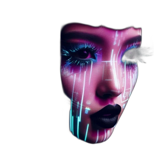 mask, face, umbrella, vaporwave transparent PNG cut-out