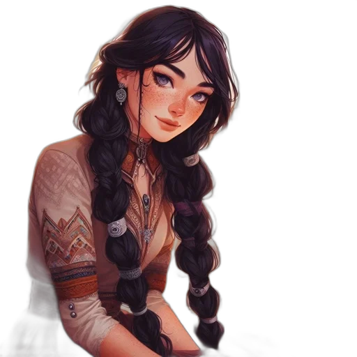 dress, face, staff, dragon transparent PNG cut-out
