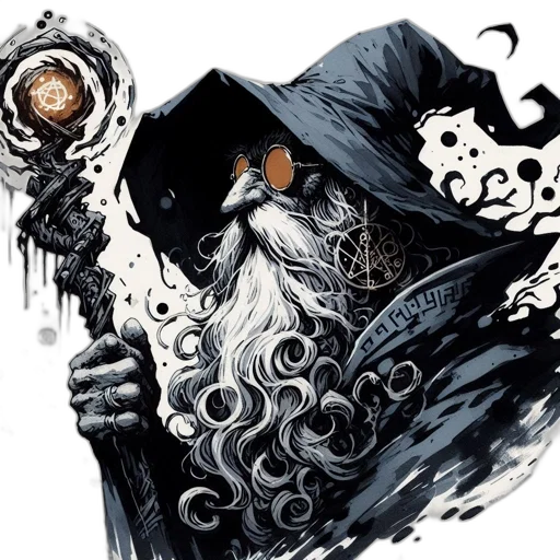 mask, staff, comic book art, fantasy art transparent PNG cut-out